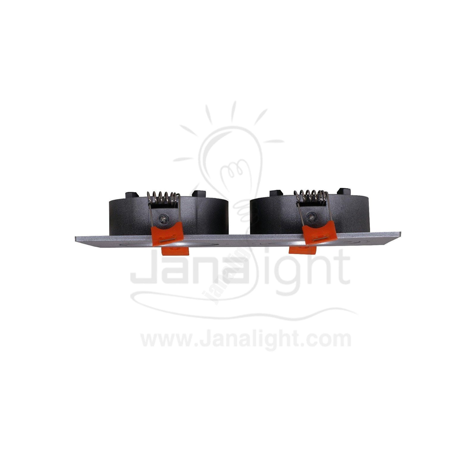 سبوت لايت فارغ متحرك مستطيل 2 عين بلاستك فضي جنى لايت JN406 Double square silver Spotlight frame